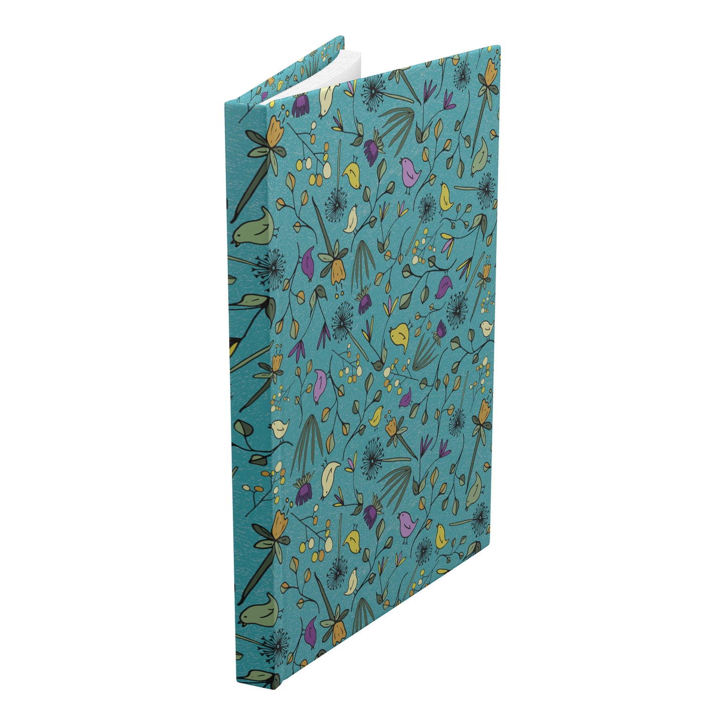 Flowers and Birds Hardcover Journal, Turquoise, Perforated Pages