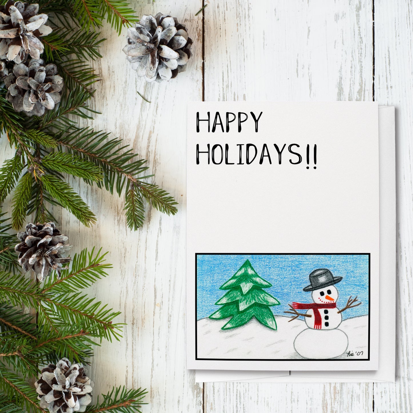 Winter Snowman Happy Holidays Card, 5" x 7"