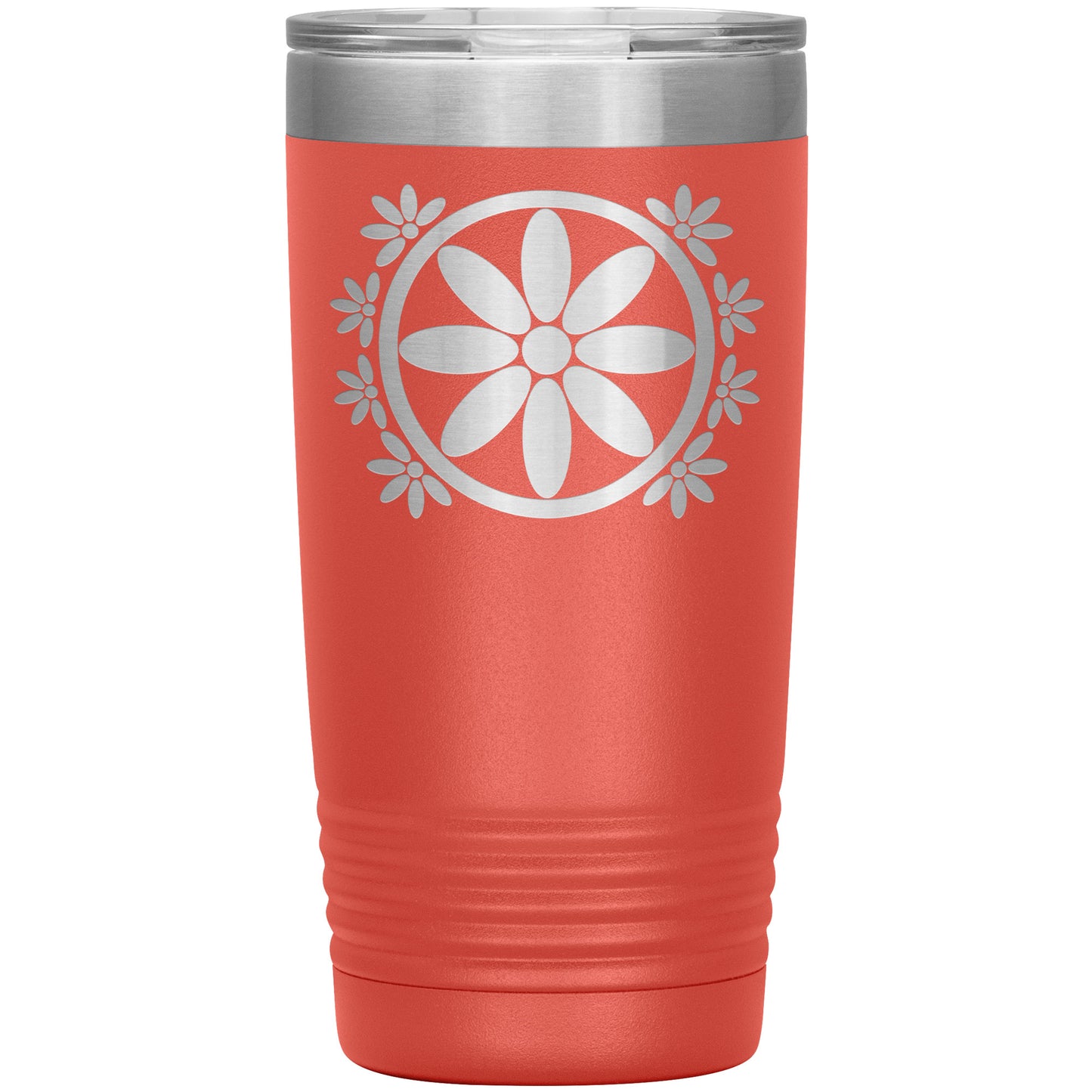 Insulated Tumbler, Circle Flower 20 oz Tumbler, Travel Mug with Lid, Multiple Color Options