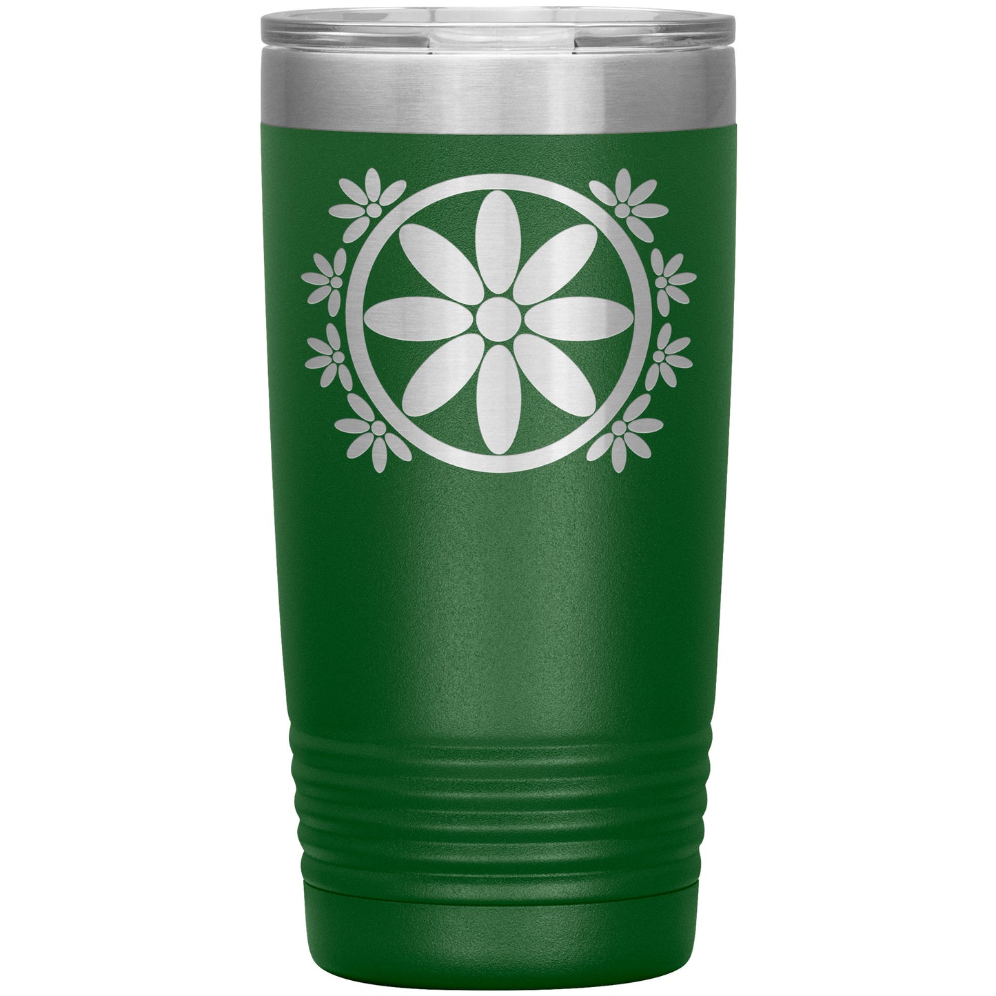 Insulated Tumbler, Circle Flower 20 oz Tumbler, Travel Mug with Lid, Multiple Color Options