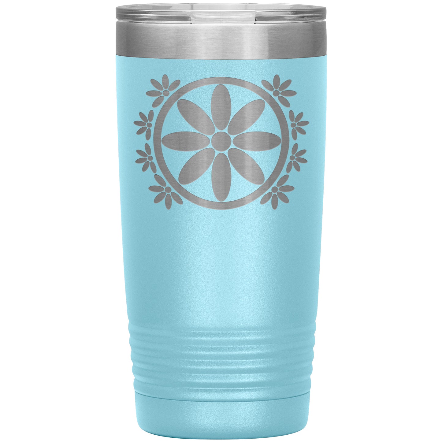 Insulated Tumbler, Circle Flower 20 oz Tumbler, Travel Mug with Lid, Multiple Color Options