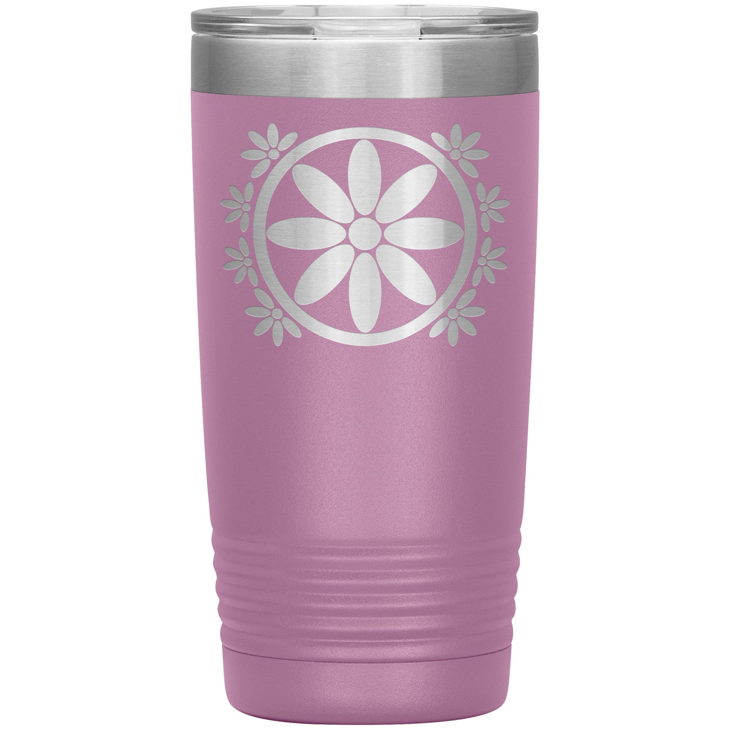 Insulated Tumbler, Circle Flower 20 oz Tumbler, Travel Mug with Lid, Multiple Color Options