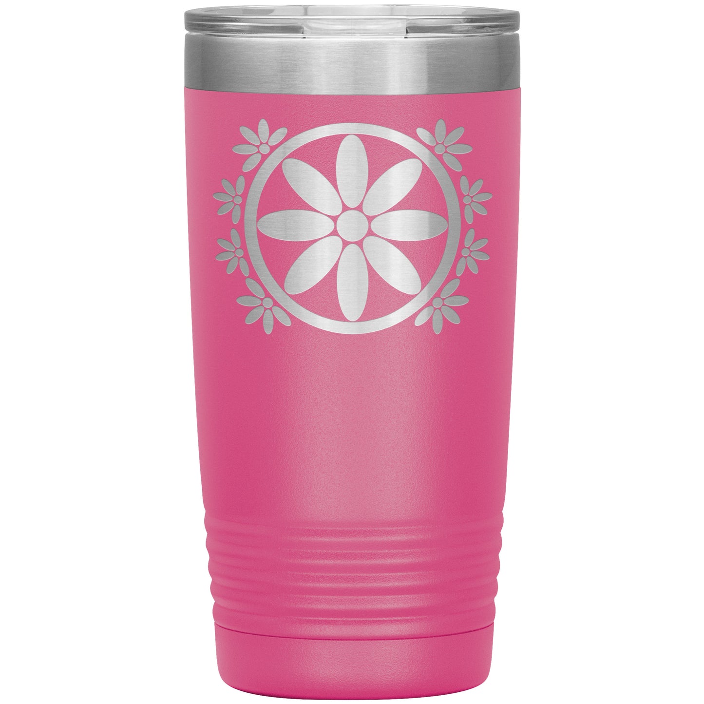 Insulated Tumbler, Circle Flower 20 oz Tumbler, Travel Mug with Lid, Multiple Color Options