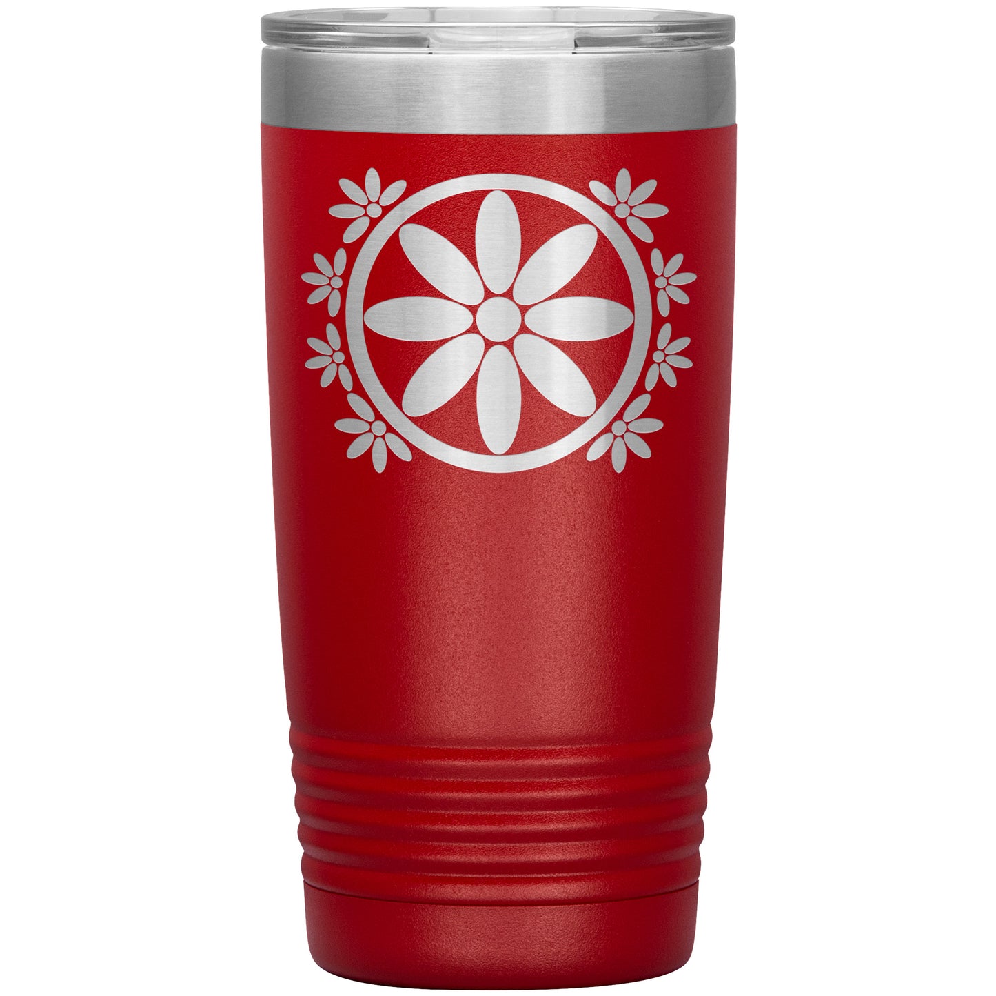 Insulated Tumbler, Circle Flower 20 oz Tumbler, Travel Mug with Lid, Multiple Color Options