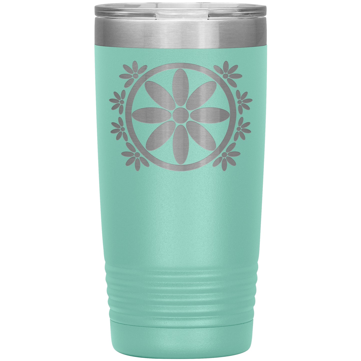 Insulated Tumbler, Circle Flower 20 oz Tumbler, Travel Mug with Lid, Multiple Color Options