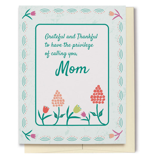 Grateful Flowers Mother's Day Card, Ecofriendly, Recycled Paper