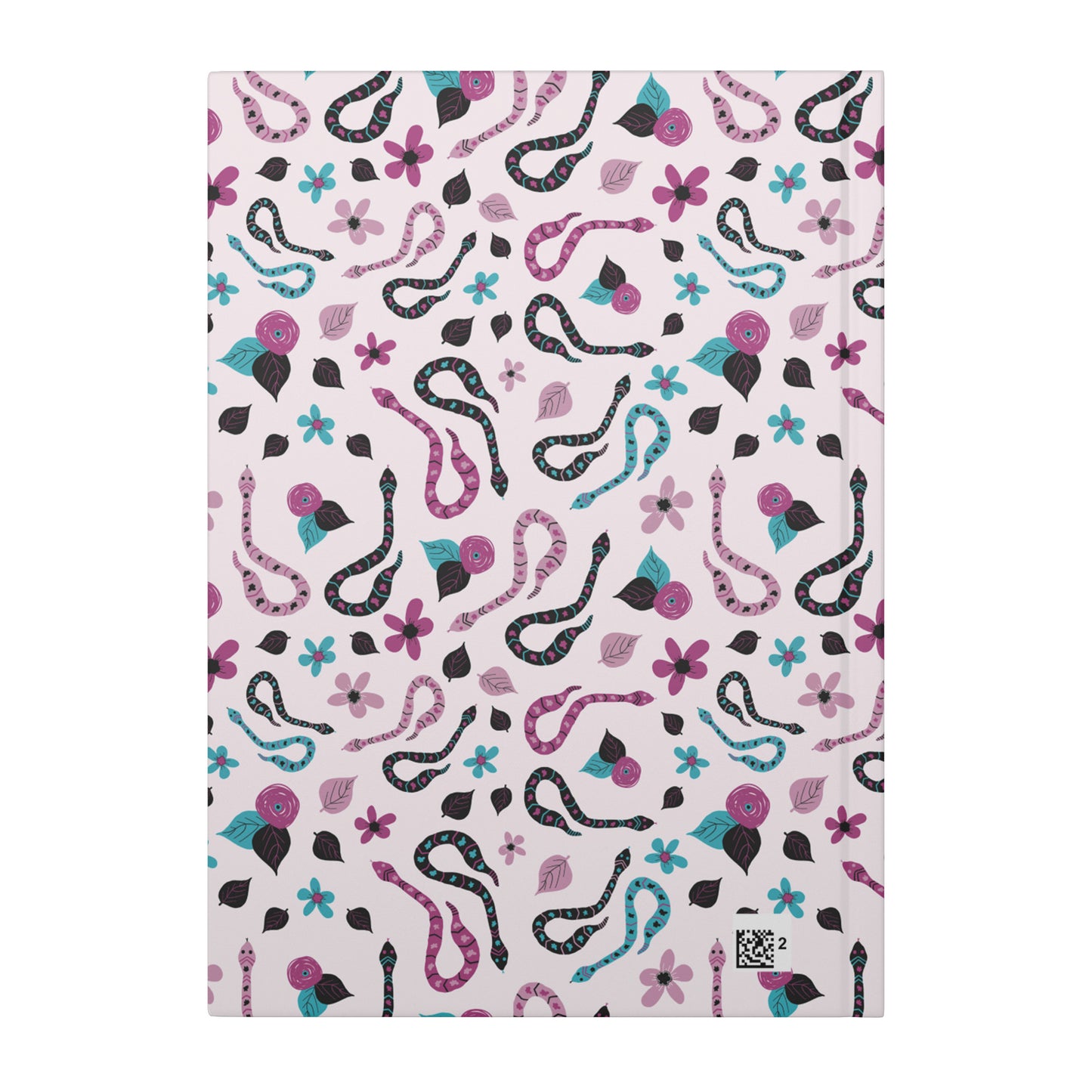 Snakes Hardcover Journal, Fuchsia Pink, Turquoise and Black, Perforated Sheets