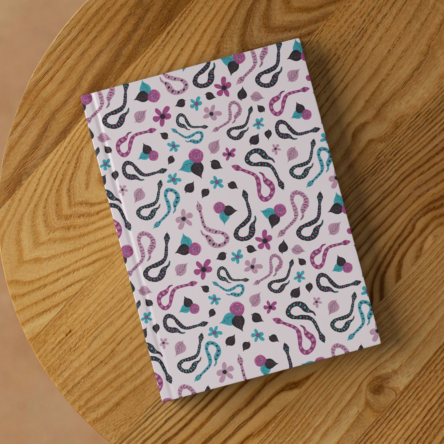 Snakes Hardcover Journal, Fuchsia Pink, Turquoise and Black, Perforated Sheets