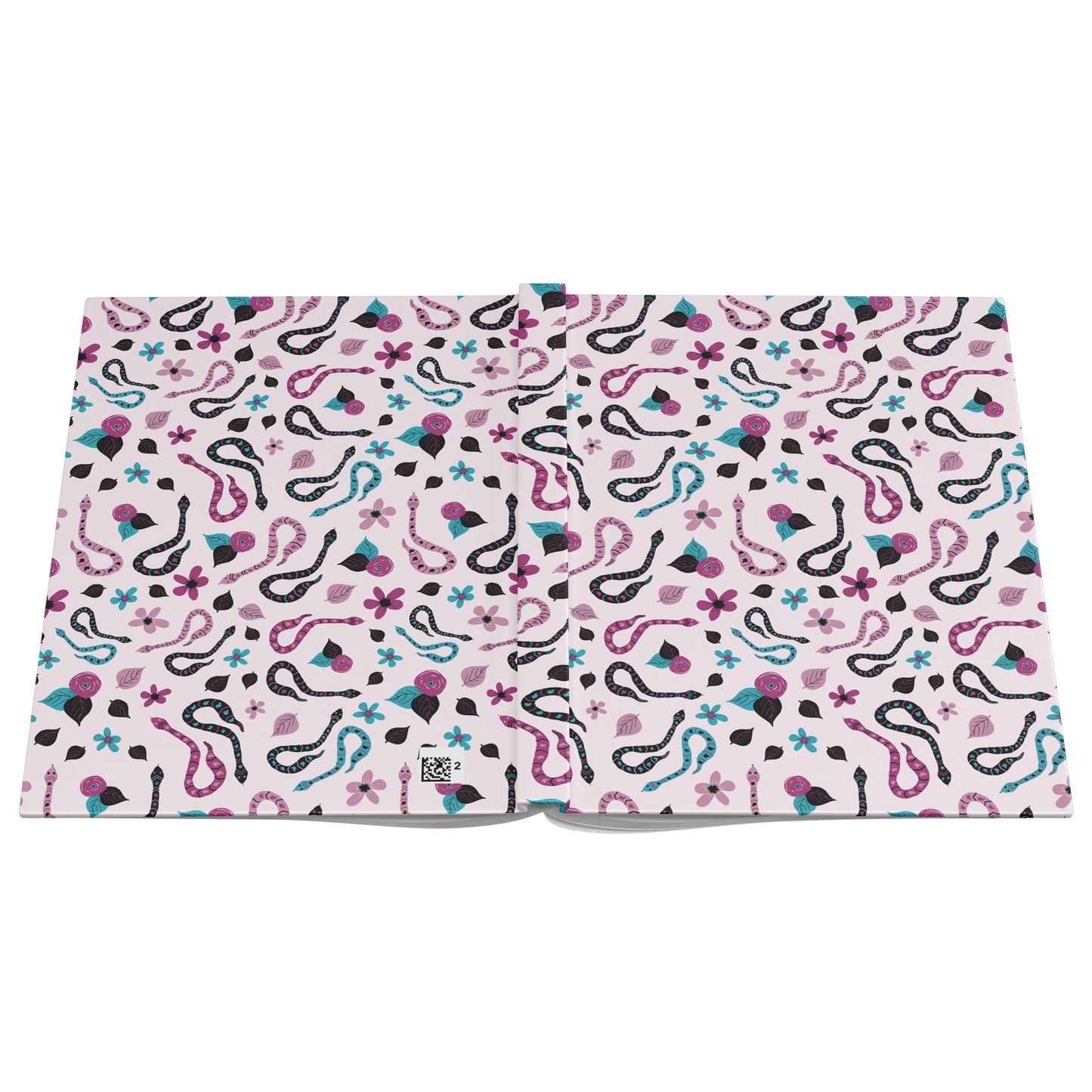 Snakes Hardcover Journal, Fuchsia Pink, Turquoise and Black, Perforated Sheets