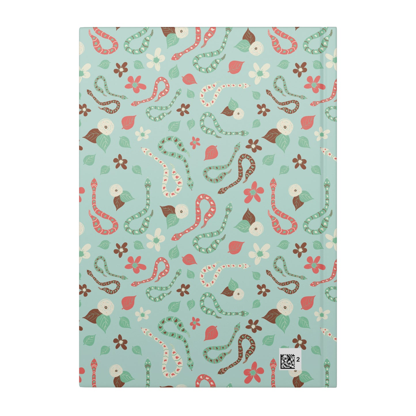 Snakes Hardcover Journal, Mint, Aqua, Coral and Brown, Perforated Pages