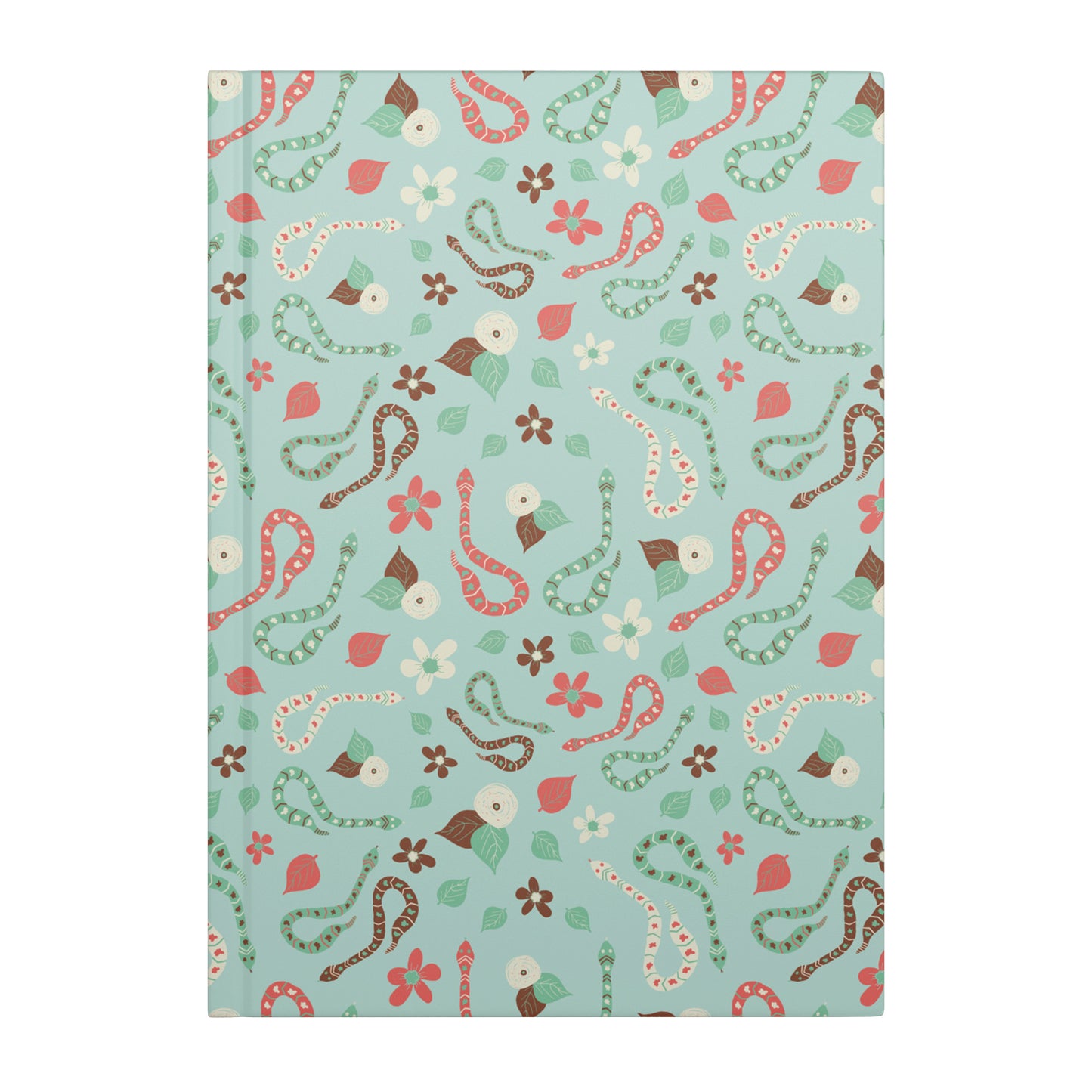 Snakes Hardcover Journal, Mint, Aqua, Coral and Brown, Perforated Pages