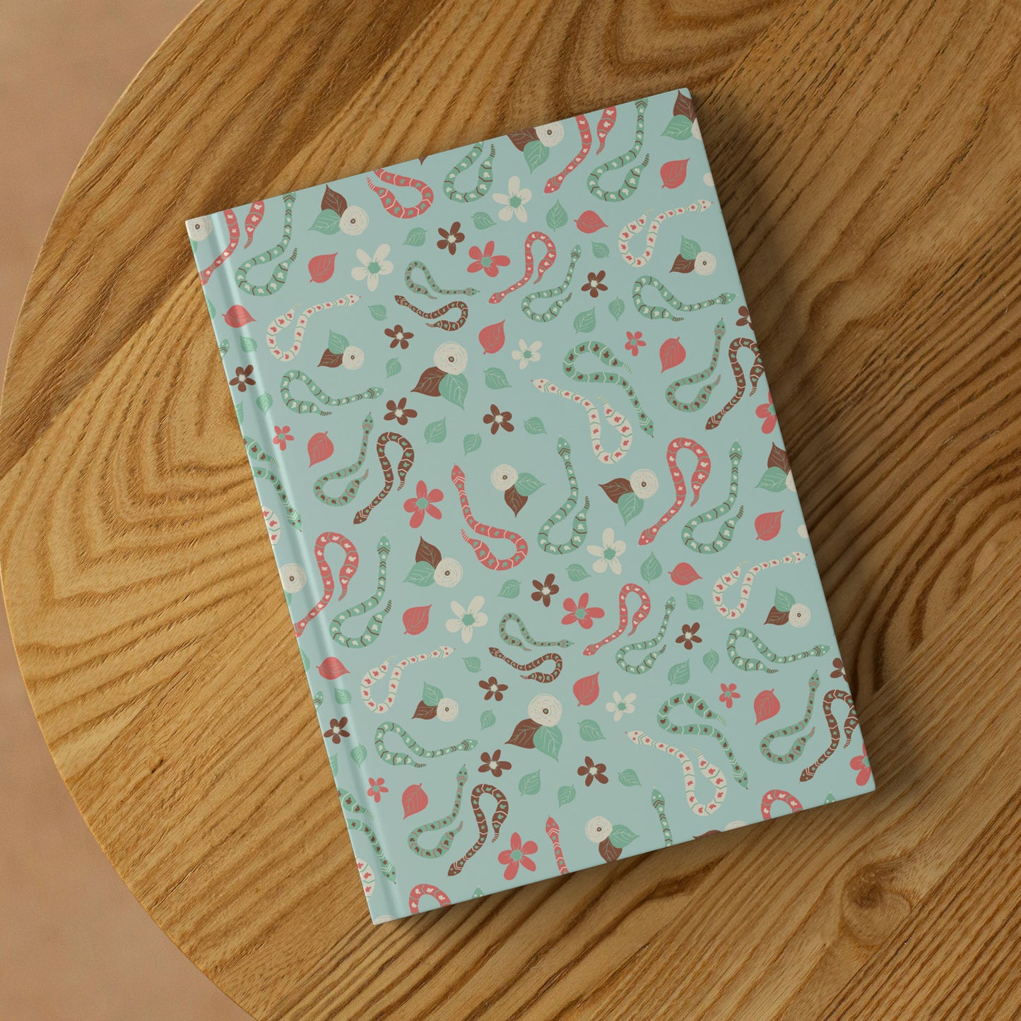 Snakes Hardcover Journal, Mint, Aqua, Coral and Brown, Perforated Pages