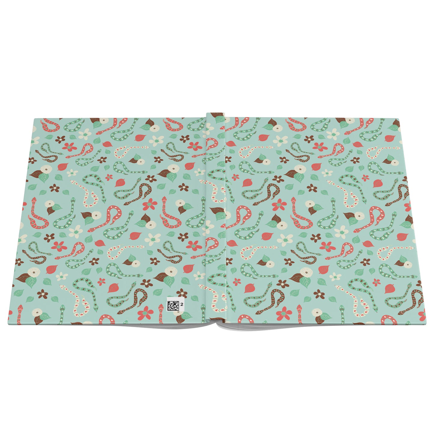 Snakes Hardcover Journal, Mint, Aqua, Coral and Brown, Perforated Pages