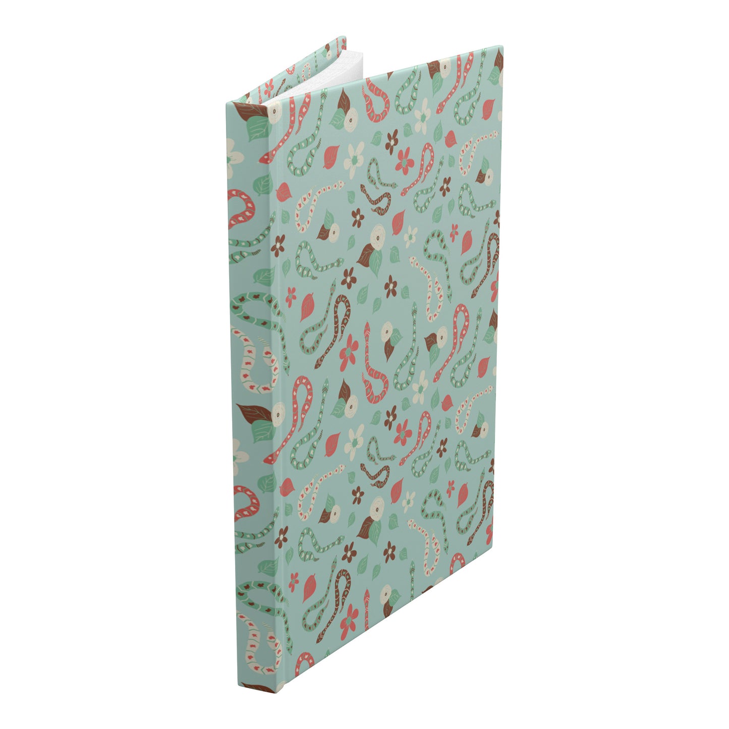 Snakes Hardcover Journal, Mint, Aqua, Coral and Brown, Perforated Pages