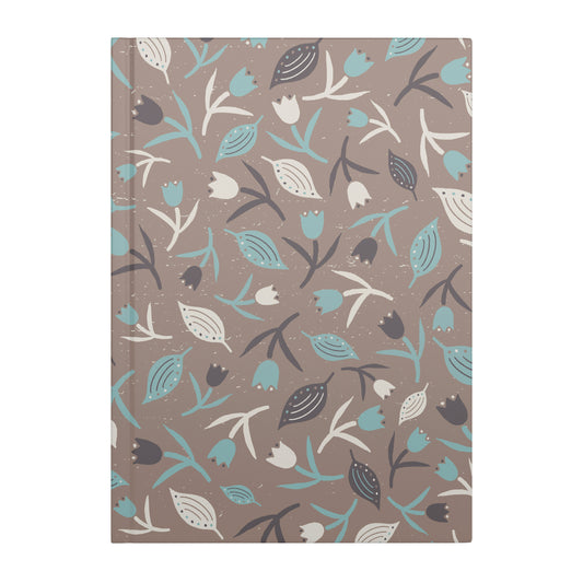 Tulips and Leaves Hardcover Journal, Beige and Aqua, Perforated Pages