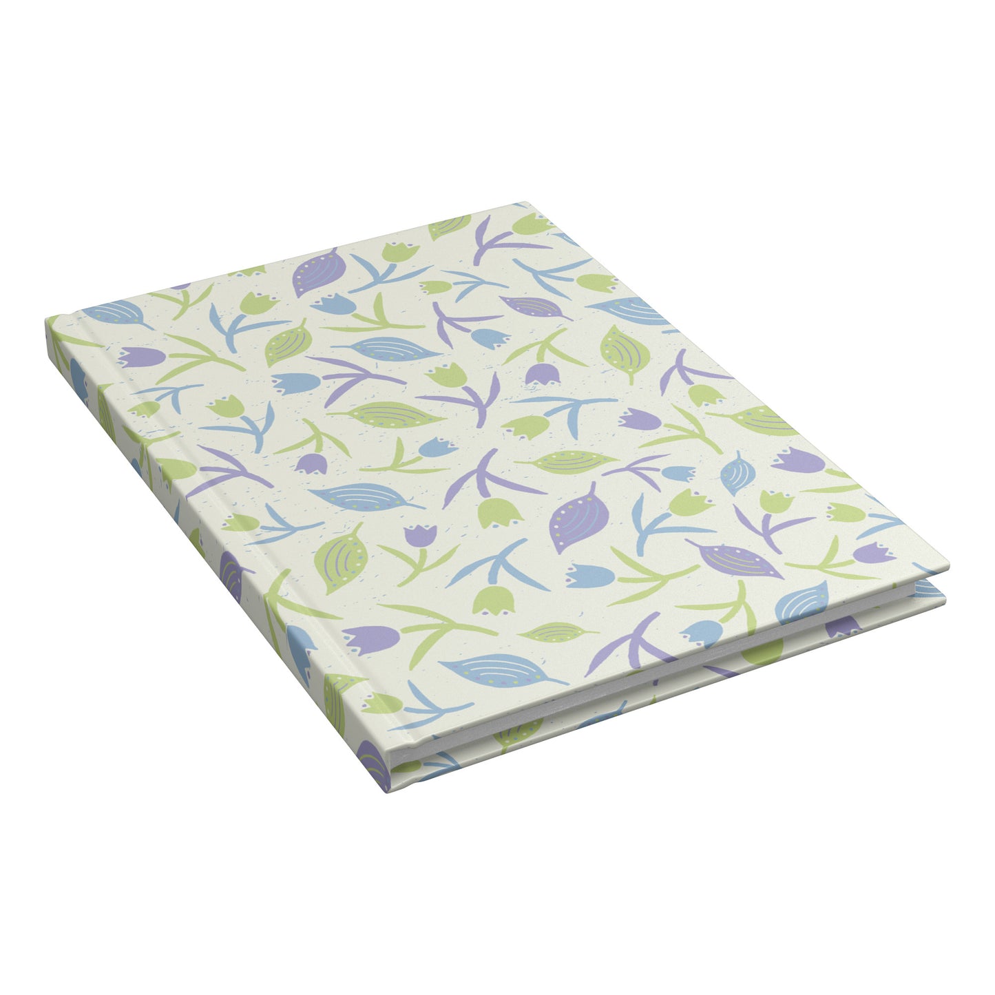 Tulips and Leaves Hardcover Journal, Cream, Purple and Blue, Perforated Pages