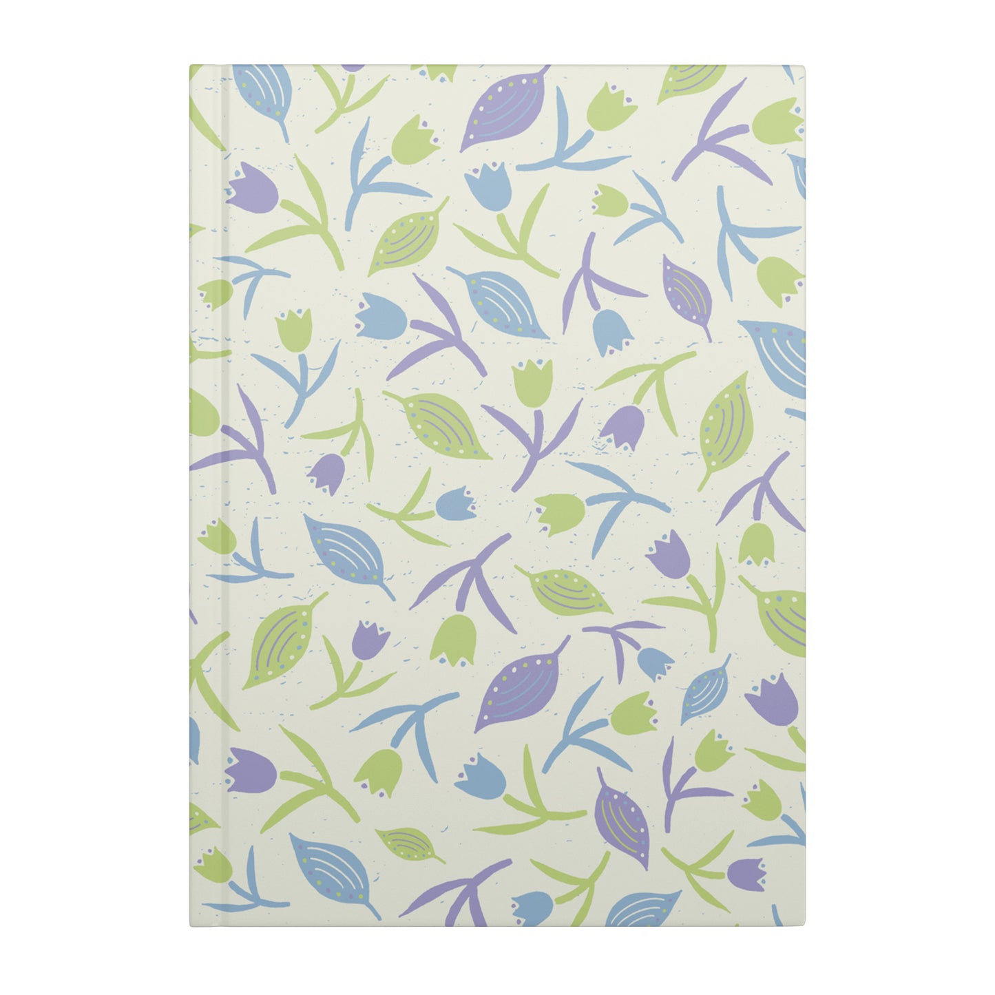Tulips and Leaves Hardcover Journal, Cream, Purple and Blue, Perforated Pages
