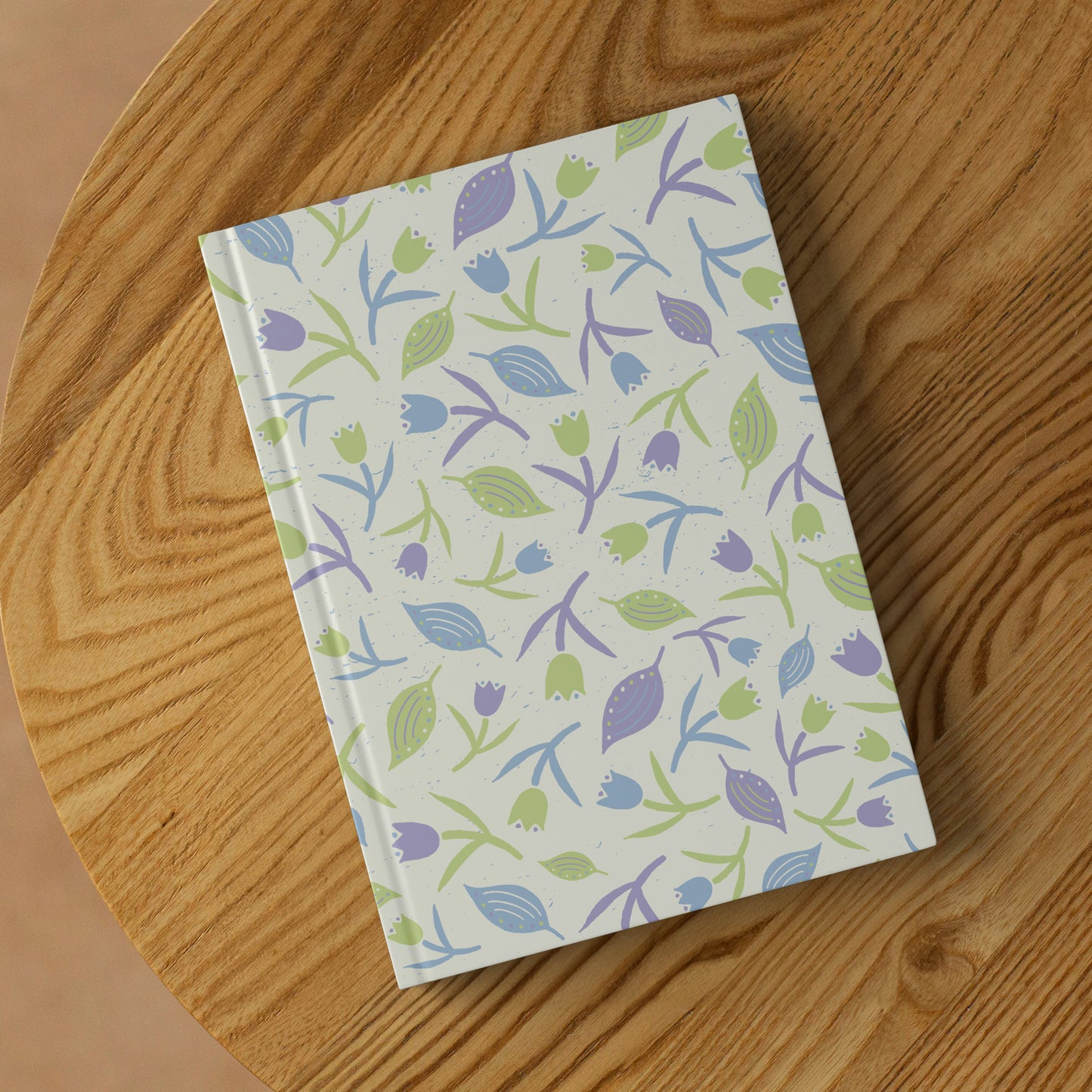 Tulips and Leaves Hardcover Journal, Cream, Purple and Blue, Perforated Pages