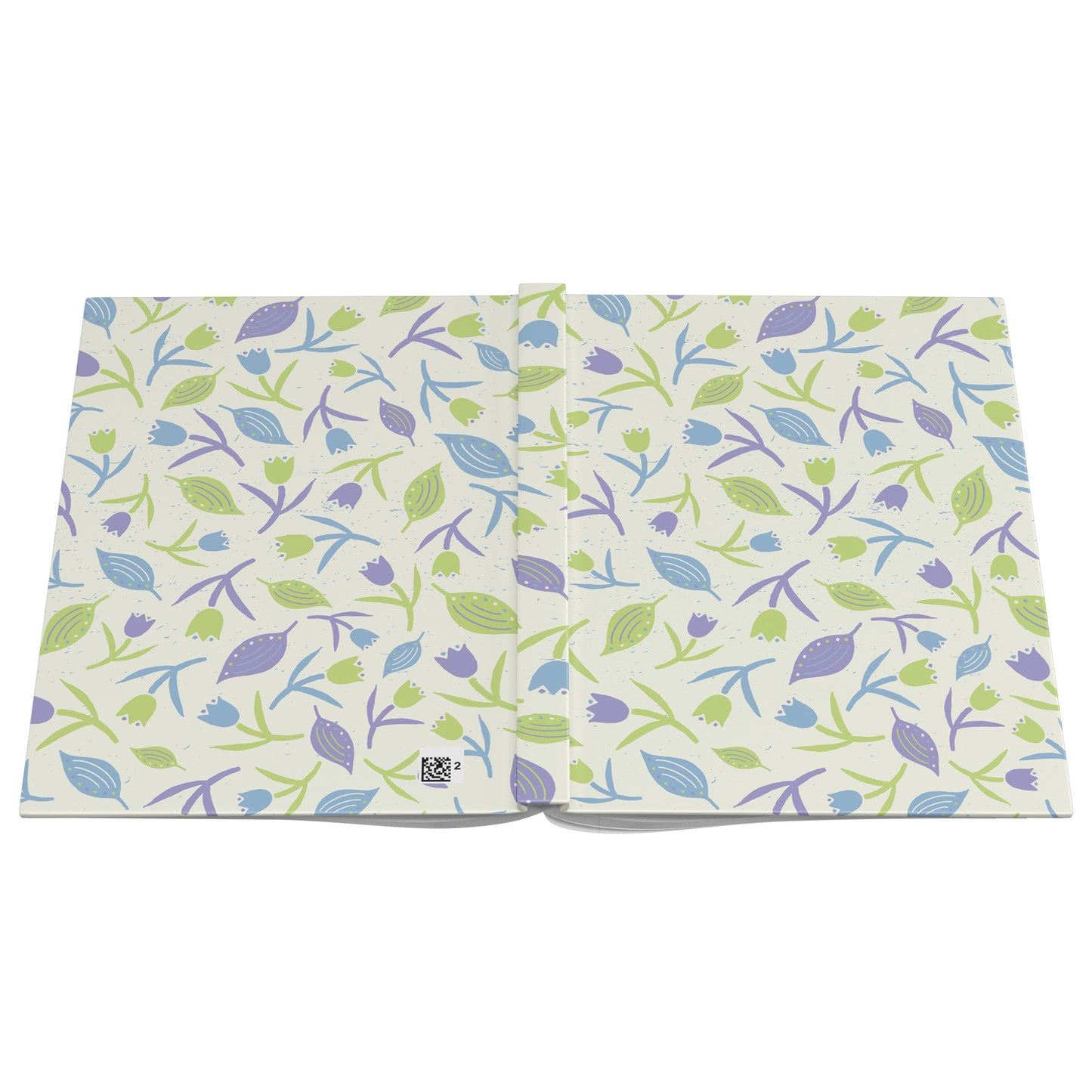 Tulips and Leaves Hardcover Journal, Cream, Purple and Blue, Perforated Pages