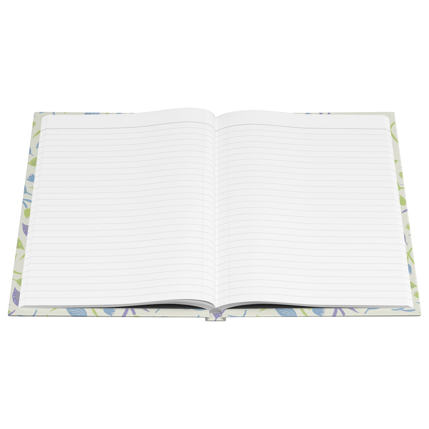 Tulips and Leaves Hardcover Journal, Cream, Purple and Blue, Perforated Pages