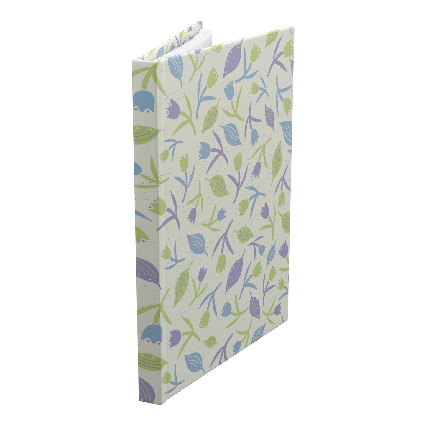 Tulips and Leaves Hardcover Journal, Cream, Purple and Blue, Perforated Pages