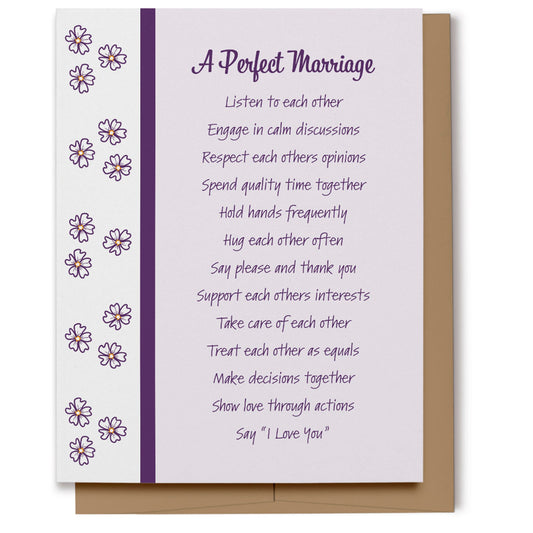 A Perfect Marriage Card, Ecofriendly, Recycled Paper